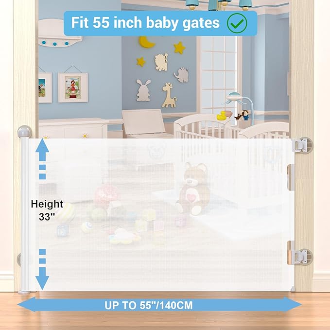 HAMOPY Auto-Lock Retractable Baby Gate Replacement Free-Punch Parts, Original Hardware Set (Including 2 x Latches + 2 x Brackets) Only Fit 55“&71” Auto-Lock Baby Gate(White)