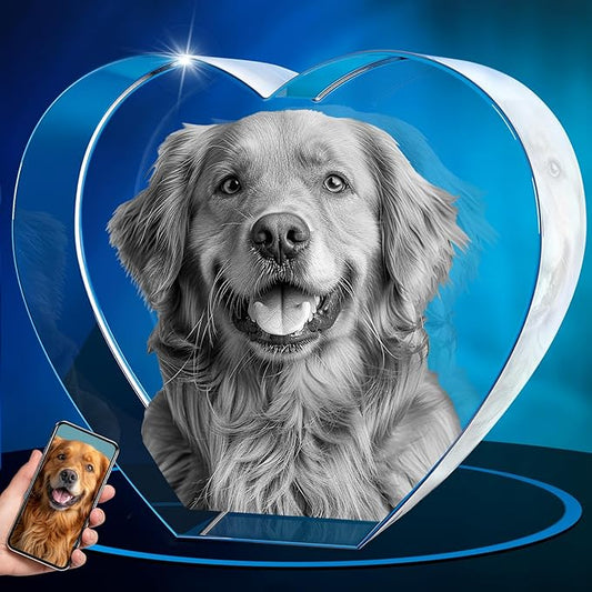 ArtPix 3D Crystal Photo, Personalized Dog Memorial Gifts with Your Own Photo for Dog Lovers, Pet Owners, 3D Laser Etched Picture, Engraved Customizable Crystal in Memory of Dog, Customized Gifts