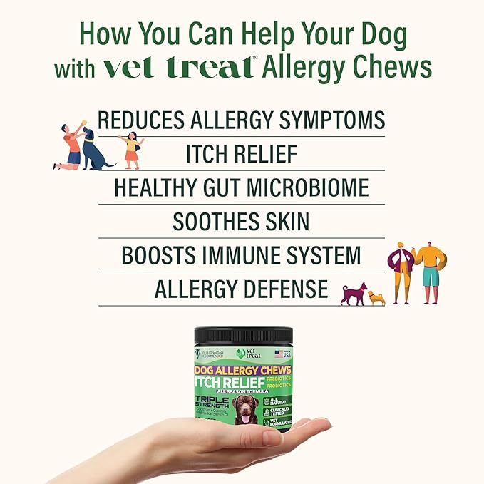 Dog Allergy Relief Chews - 170 Dog Allergy Chews - Itch Relief for Dogs - Anti Itch for Dogs - Dry & Itchy Skin - Allergies & Immune Support Supplement, Omega 3, Fish Oil, Colostrum - USA