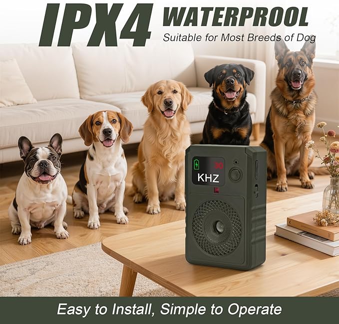 Dog Bark Deterrent Devices 2026 New Updated Anti Barking Device for Dogs Automatic Ultrasonic Bark Box with LED Screen, 50ft Range Wall-Mountable, Rechargeable Dog Silencer for Indoor Outdoor