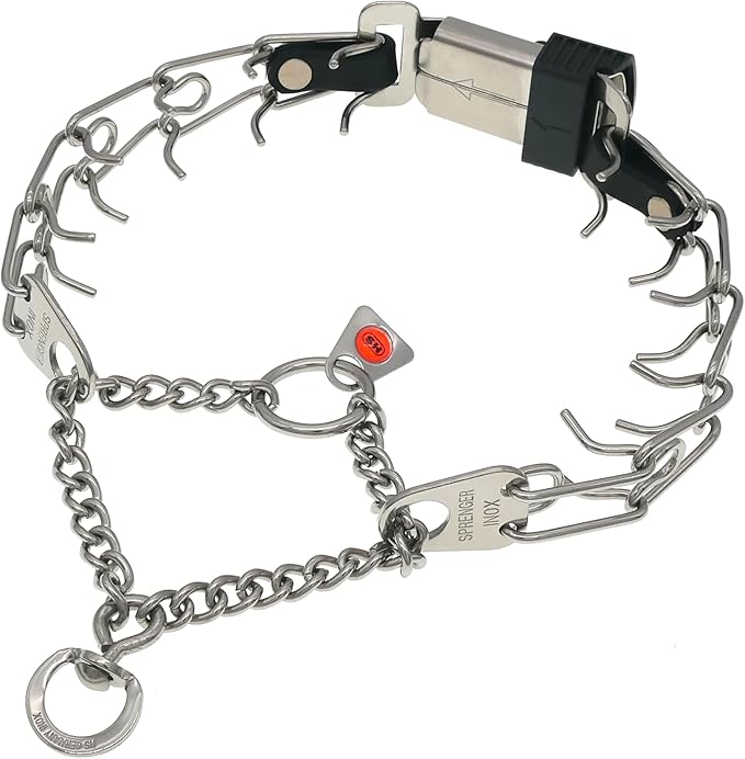 Herm Sprenger Dog Training Prong Collar with Quick Release ClicLock Buckle and Biothane Insert Stainless Steel Collar Made in Germany (16in x 2.25mm Prongs (Neck Size up to 13-14in))