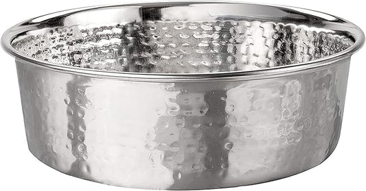 Neater Pet Brands Hammered Decorative Designer Bowls - Luxury Style Premium Dog and Cat Dishes (Large, Stainless)