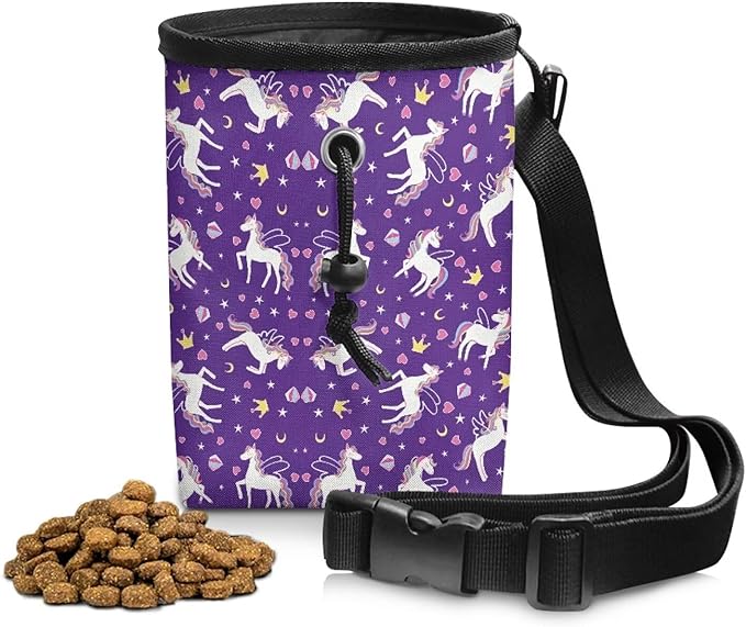 Rainbow Horse Dog Walking Bag Puppy Training Pouch, Puppy Dog Training Treat Bag Pet Training Walking & Rewarding Holder with Waistband Easy to Carry