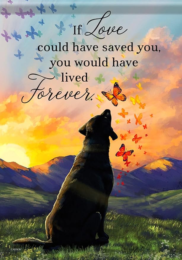 The Bridge Collection 18" 'Lived Forever' Dog Memorial Garden Flag - Dog Memorial Hanging Flag - Pet Loss Flag