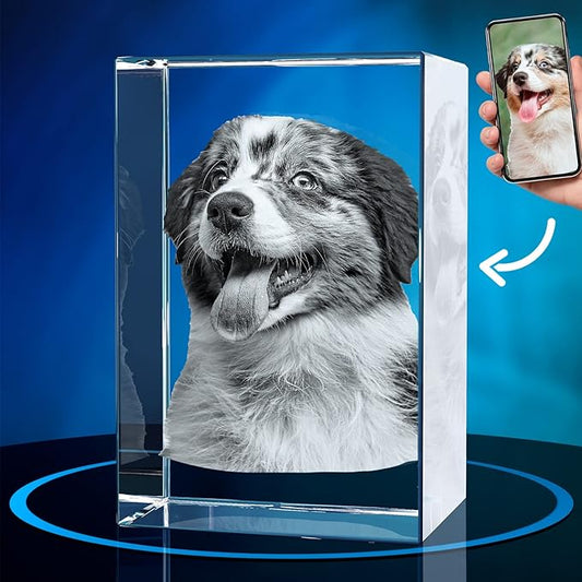 ArtPix 3D Crystal Photo, Personalized Dog Memorial Gifts with Your Own Photo for Dog Lovers, Pet Owners, 3D Laser Etched Picture, Engraved Crystal in Memory of Dog, Customized Gifts
