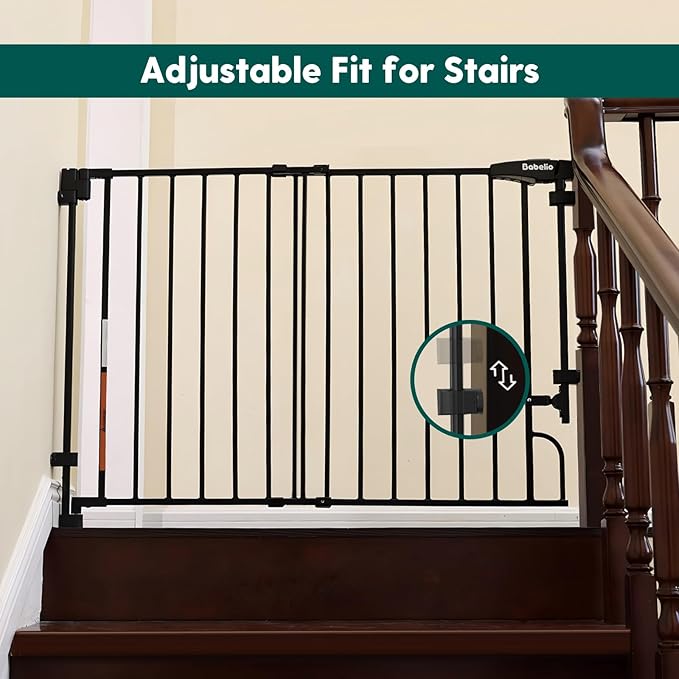 Babelio Removable & No Bottom Bar Baby Gate, 29-43", 36" H Hardware Mounted (Drill Needed)| Wide Walk-Thru| Auto-Close Safety Dog/Pet Gate for Stairs & Doorways (Black)