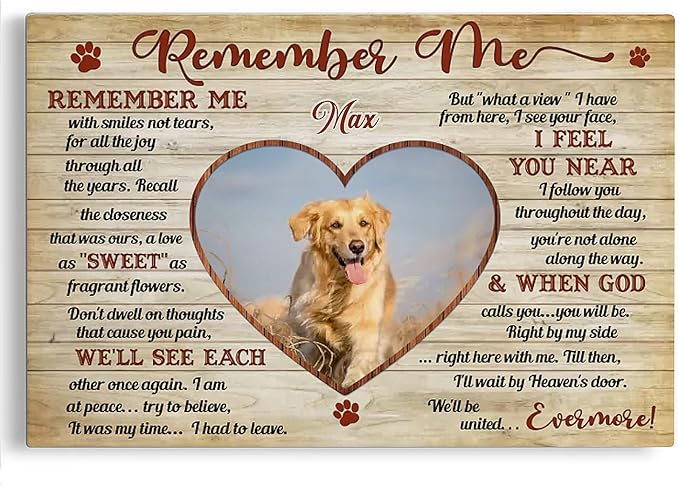 Dem Canvas Personalized Photo Canvas Prints, Dog Loss Gifts, Remember Me, Pet Photo Memorial Gifts For Dog Lover, Dog Death Sympathy Gifts, Cat Memorial Print Photos Pet Loss Gift (24x16)
