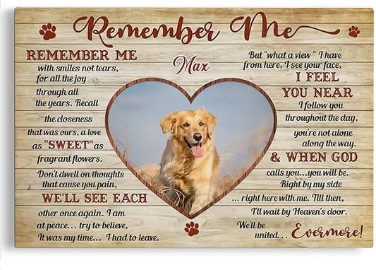 Dem Canvas Personalized Photo Canvas Prints, Dog Loss Gifts, Remember Me, Pet Photo Memorial Gifts For Dog Lover, Dog Death Sympathy Gifts, Cat Memorial Print Photos Pet Loss Gift (24x16)