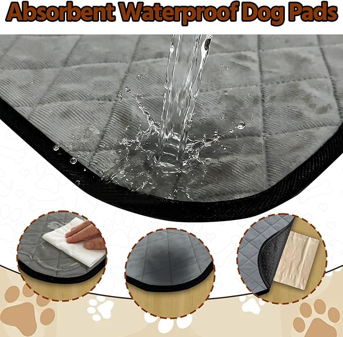 Washable Pee Pads for Dogs,Waterproof Dog Training Pads,Playpen Mat,Non-Slip Potty Pads,Super Absorbent Whelping Pads,Puppy Pad with Rounded Corn,Potty Pads (24x36(2 Pack))