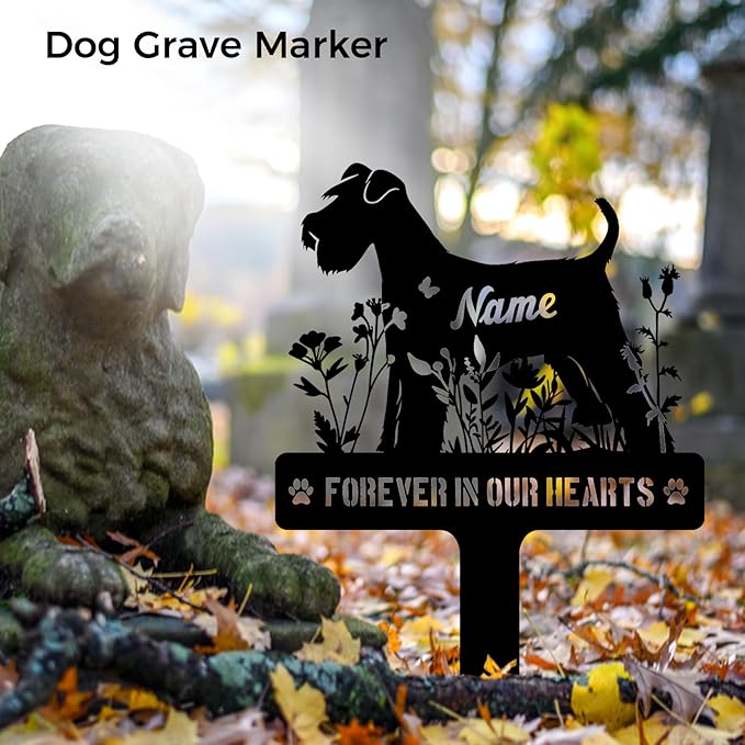 Custom Miniature Schnauzer Mini Schnauzer Dog Grave Marker, Personalized Dog Memorial Stake, Metal Pet Tombstone, Outdoor Sympathy Sign for Garden Yard Decor, Pet Loss Gift