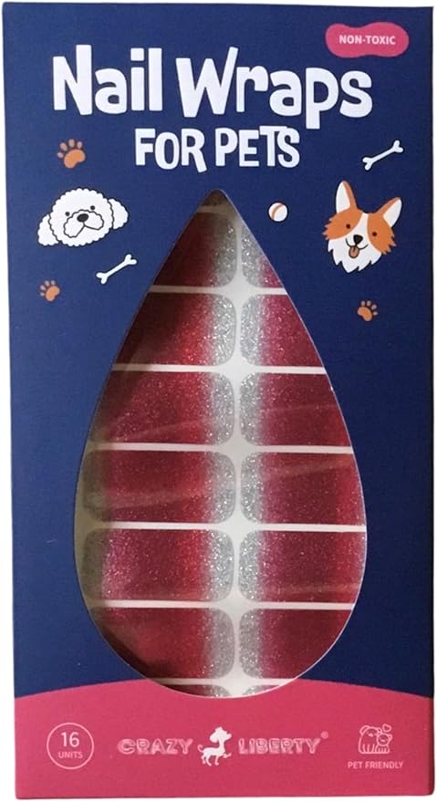 Pet Nail Wraps (Red Glitter)