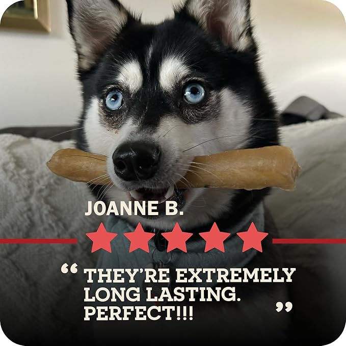 Redbarn Pet Products All-Natural Large 12" Beef Collagen Sticks for Dogs - Long Lasting Low-Odor Alternative to Traditional Rawhide & Bully Sticks - Supports Healthy Joints, Skin, & Coat - 3 Pack