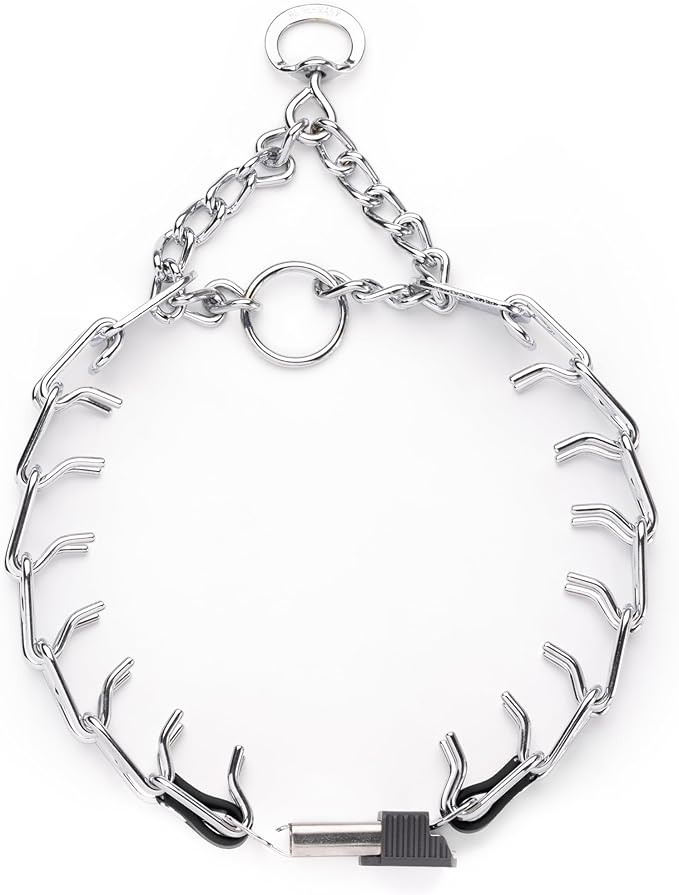 Herm Sprenger Prong Collar with Quick Release Cliclock Buckle & Short Links & Biothane Insert | Chrome Plated Steel No Pull Dog Training Collar Made in Germany, 20in x 3.0mm Necks up to 16-17in, Black