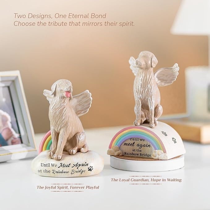 Rainbow Bridge Dog Memorial Gifts: Hand-Painted Resin Figurine for Loss of Dog - Sympathy Gift for Dogs Mom, Remembrance Keepsake for Golden Retriever Lovers