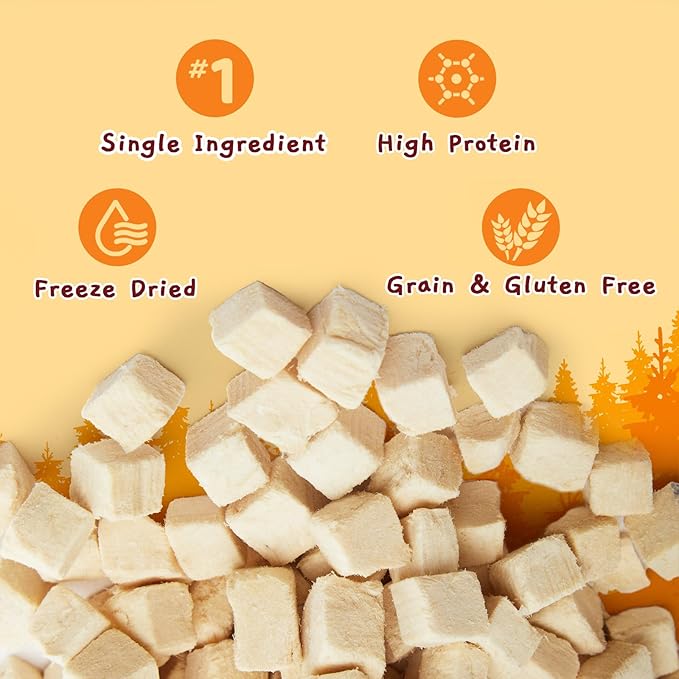 Jungle Calling Freeze-Dried Chicken Treats for Cats & Dogs, Single Ingredient, Grain-Free, High Protein Training Rewards & Food Topper (Chicken Cubes, 3.2 oz) (Pack of 2)
