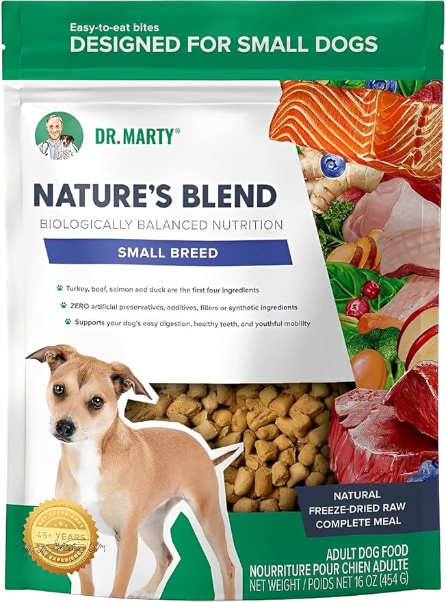 Dr. Marty Nature's Blend Adult Small Breed Freeze-Dried Raw Dog Food 16 oz, 1 Pound (Pack of 1)