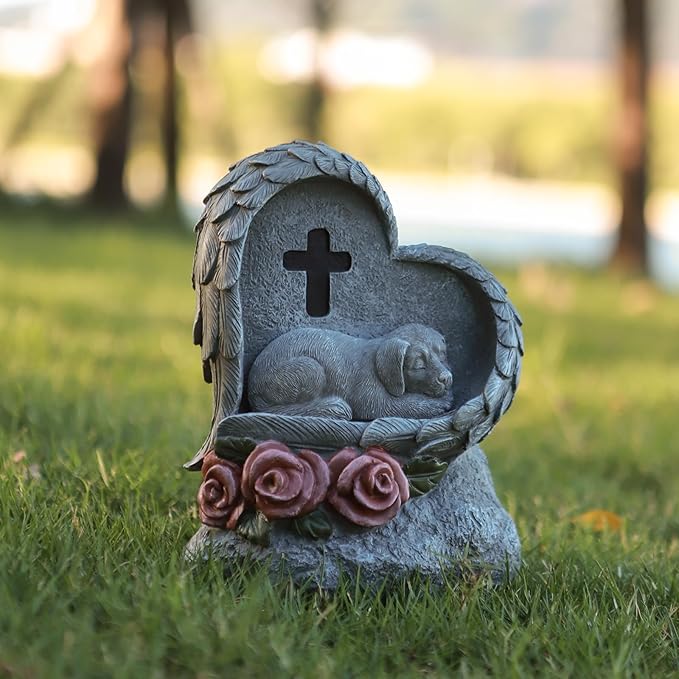Dog Pet Memorial Stones Gifts Solar Light Ornament - Forever My Guardian Angel Garden Dog Memorial Stone