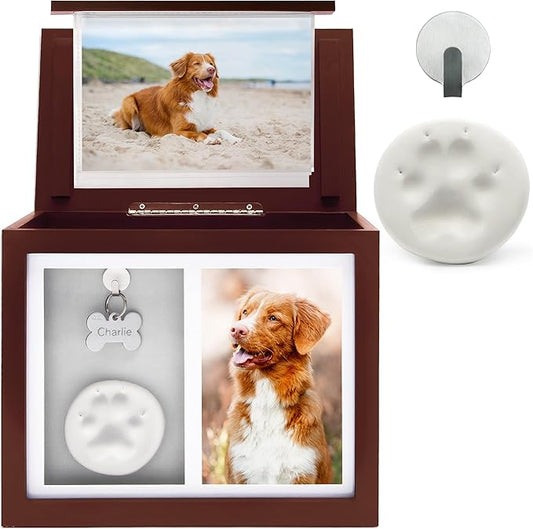 Pet Urns for Dogs Ashes Keepsake - Memorial Dog Urns for Ashes Personalized, Cat Urns for Ashes, pet urns for Dogs Ashes Small - Includes Pet Paw Print Kit, Picture Frame and Photo Book