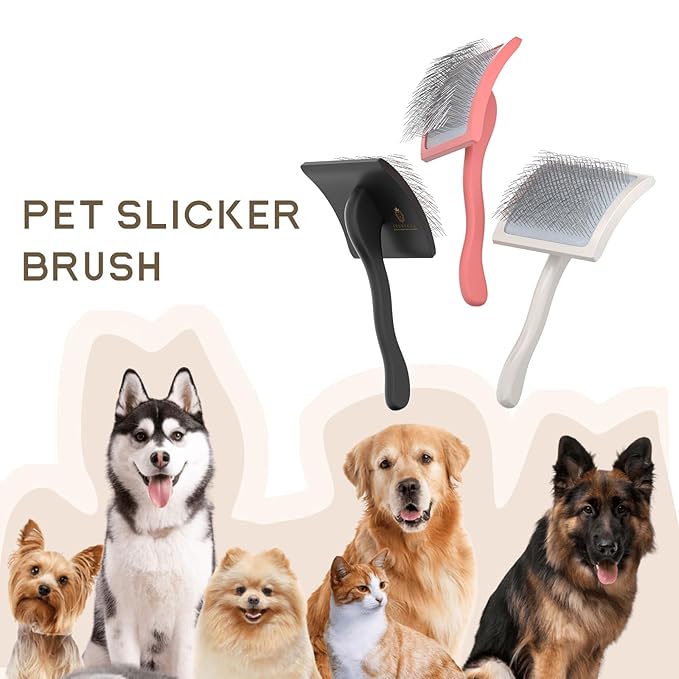 Slicker Brush for Dogs, for Golden Doodles with Long Hair, for Large Pet Dogs, Grooming Pet Hair - red（Large）