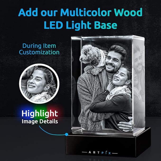 ArtPix 3D Premium Crystal Photo, Personalized Dog Memorial Gifts with Your Own Photo for Dog Lovers, Pet Owners, 3D Laser Etched Picture, Engraved Crystal in Memory of Dog, Customized Gifts
