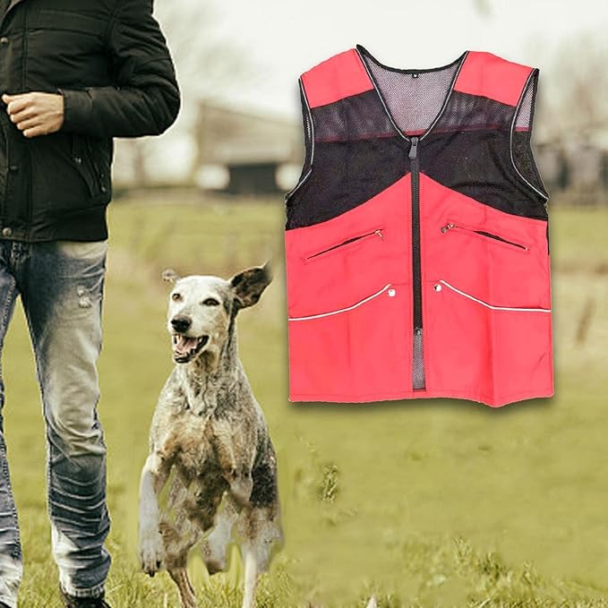 Dog Training Vest for Handlers Breathable Dog Trainer Vest for Agility Obedience Training Handler Dog Trainer Outdoor Backpacking, Red, M