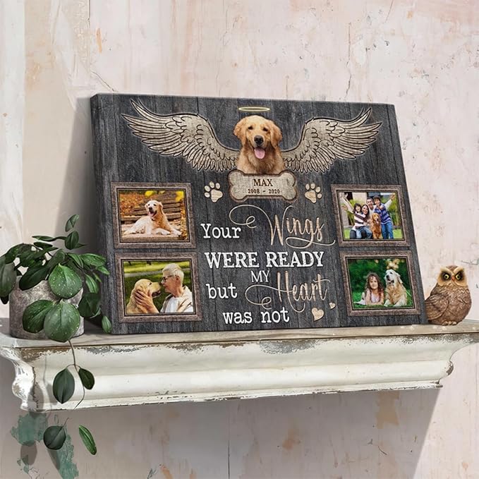 Dem Canvas Personalized Dog Memorial Canvas, Loss Of Dog Canvas, Your Wings Were Ready, Custom Pet Memorial Gifts, Pet Death Sympathy Gifts (12x08)