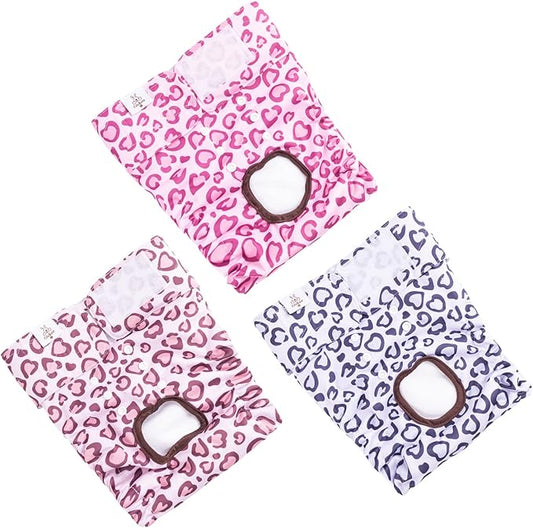 CuteBone Dog Diapers Female Washable Small Medium Large 3 Pack Reusable Doggie Diapers Puppy Period Pants for Doggy Heat Cycle Peeing D54L
