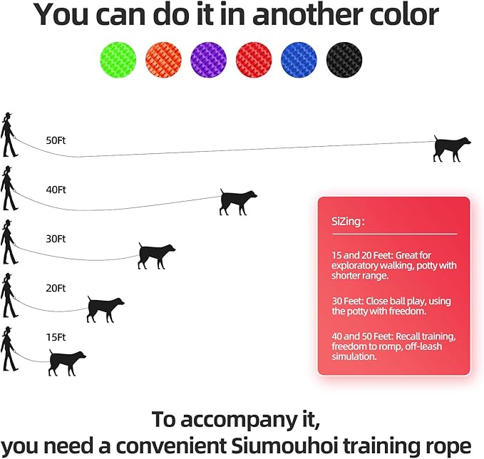 Dog/Puppy Obedience Recall Training Agility Lead - 20ft Long Training Leash，3/4in Wide - Great for Play, Camping, or Backyard（Purple,20 Feet）