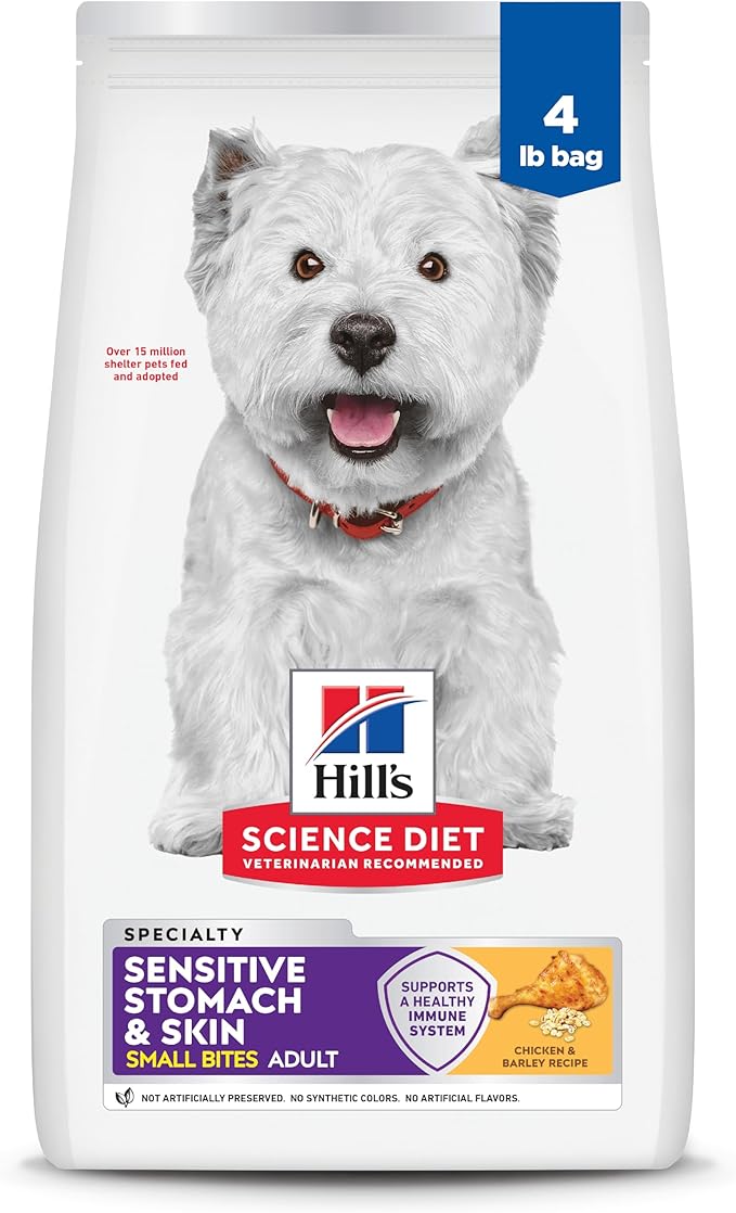 Hill's Science Diet Adult 1-6 Sensitive Stomach & Skin Small Bites Dry Dog Food, Chicken, 4 lb. Bag