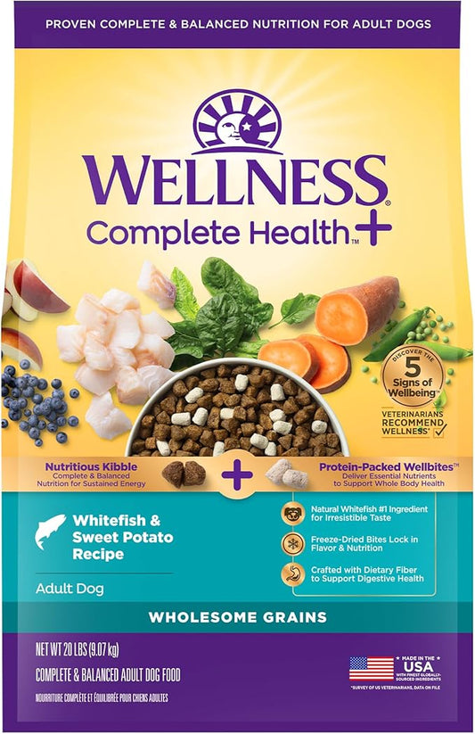 Wellness Complete Health+ Dry Dog Whitefish & Sweet Potato Recipe (20 Pound Bag)