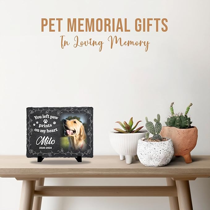 Personalized Memory Stone for Pets Dog Plaques Memorial for Cat | Pet Plaque Memorial Dog Gifts with Photo | Pet Loss Plaque Personalized Gifts for Dogs | Best Keepsakes for Furry Friends