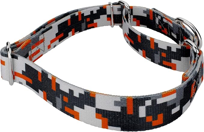 Country Brook Petz - Orange Digital Camo Martingale Dog Collar - Camouflage Collection Featuring Rugged Designs (1/2 Inch, Extra Small)