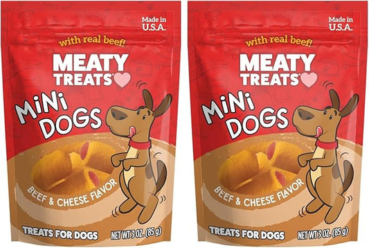 Meaty Treats Mini Dogs Beef & Cheese Flavor Soft & Chewy Dog Treats, 3-oz. (Pack of 16)