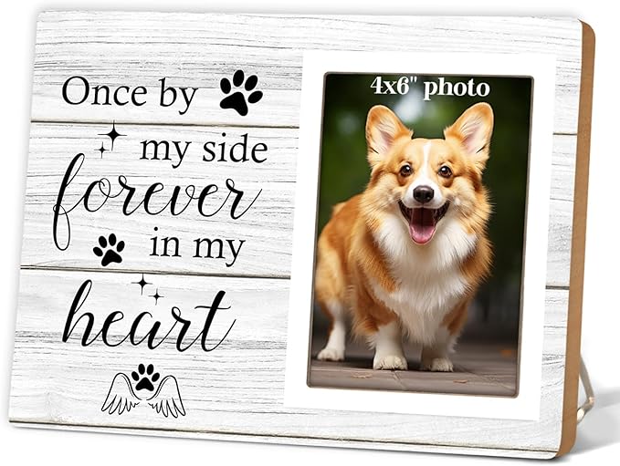 Memorial Picture Frame, Dog and Cat Memorial Photo Frame, Pet Memorial Gifts Photo Frame for Loss of Pet Sympathy Keepsake Gifts, Forever In My Heart