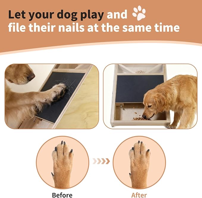 Dog Scratch Pad for Nails: Quiet Dog Scratch Board with Treats, Easy Change Dog Nail Board with 2Pcs Removable Stand, Interactive Paw Nail Scratcher & Slow Feeder Toy