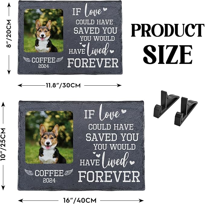 Personalized Dog & Cat Memorial Stone | Memorial Stone for Loss of Loved One | Custom Pet Grave Markers for Dogs or Cats Engraved with Pet's Name and Photo | Pet Loss Gifts for Dog or Cat Mom