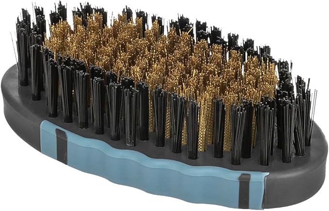 Trixie Grooming Brush for Dogs - for Massaging and Shining the top Coat and Undercoat of Short Coats - Nylon and Brass bristles - Rubberised - 7 x 12 cm - Black/Blue - 2319