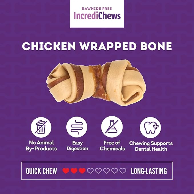 IncrediChews Bone w/Chicken Meat Wrap Dog Chew Treats - 6 Count/2 Pack