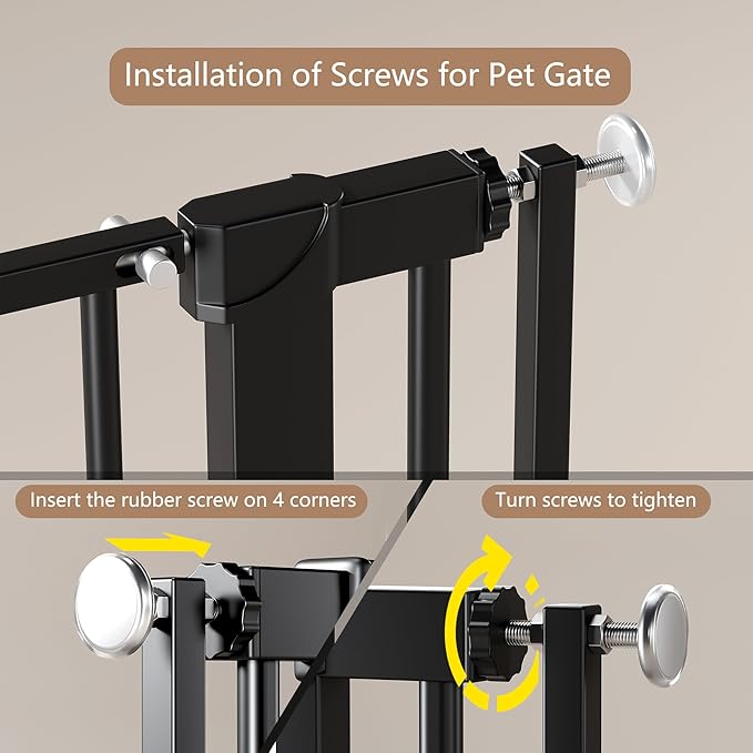 61" Extra Tall Dog Gate Indoor for Doorways, 30.1-33.8" Wide Auto Close Cat Pet Gate Indoor for Stairs, No Drilling High Pressure Mounted for Hallways/Kitchen, Narrow Bar Spacing, Black