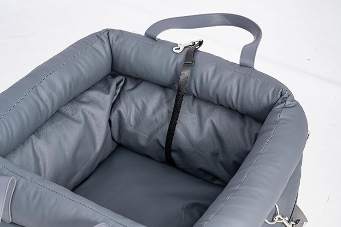 Dog Car Seat for Small & Medium Dogs, 3 in 1 Waterproof Soft Leather Dog Car Bed with Harness Clip, Travel Bed & Carrier Bag for Pets, Fits Pets Up to 35 lbs (Navy Blue, Small & Medium)