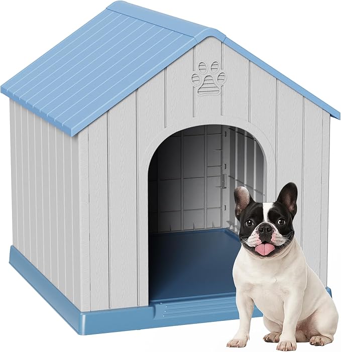 DRATO Dog Houses Resin Small Indoor Outdoor Dog Kennel for All-Weather Use Cozy Shelter for Small Dogs in Home, Garden, or Balcony