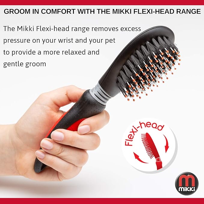 Mikki Dog, Cat, Puppy, Kitten Grooming Soft Pin Slicker Brush -For Knot, Tangles -Med-Lrg Pet-Large