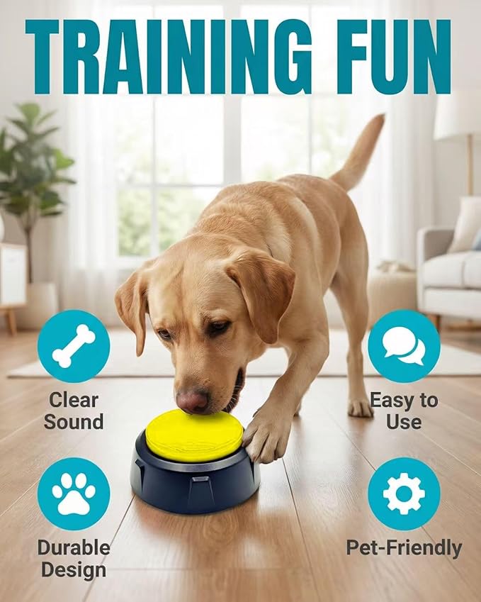 Dog Buttons for Communication, Recordable Button for Dog Starter Training, 30-Second Custom Voice Buzzer, Funny Gag Gift for Coworkers, Portable 3x3 Inch Desktop Memo. (Yellow, Colour)