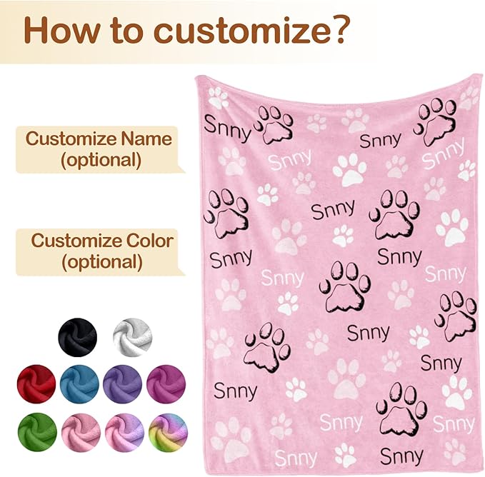 Bemaystar Custom Dog Blanket - Ships Next Day Dog Blankets for Small Dogs Personalized Blanket with Name Personalized Gift for Dogs Cat Kids Friends Couples