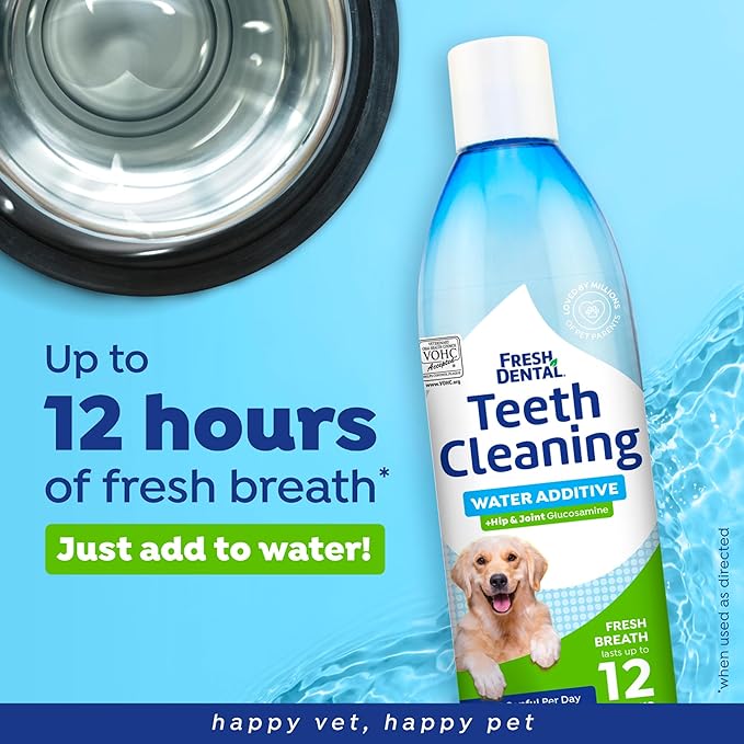 Naturél Promise Fresh Dental Hip and Joint Supplement & Dental Water Additive for Dogs, 18oz Bottle