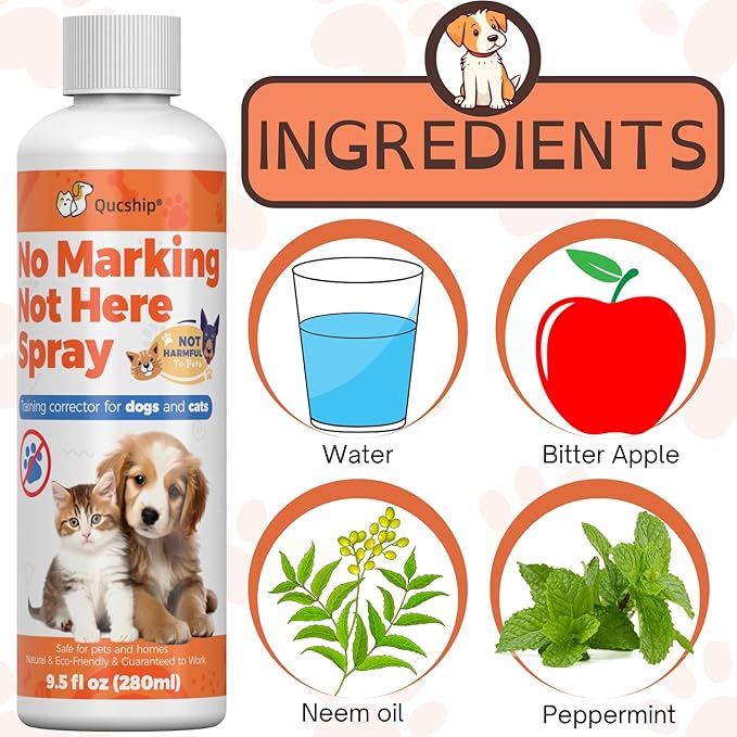 Qucship 8oz Indoor Dog Pee Deterrent Powder – No Pee Spray for Dogs - Reduce Indoor Marking Issues with This Pet Spray - no Marking Spray for Dogs Indoor Deterrent Powder – No Pee Spray for Dogs