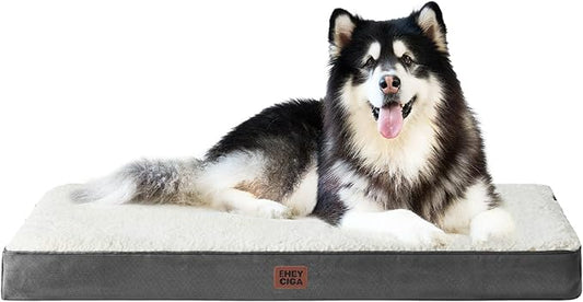 EHEYCIGA Orthopedic XXL Dog Beds for Jumbo Dogs with Removable Washable Cover, Beige, 50x36