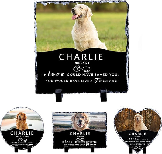 Dog Memorial Gifts for Loss of Dog, in Loving Memory Gifts for Pet, Pet Memory Stone for Dogs, Cemetery Decorations for Grave, Personalized Memorial Square Shaped Stones