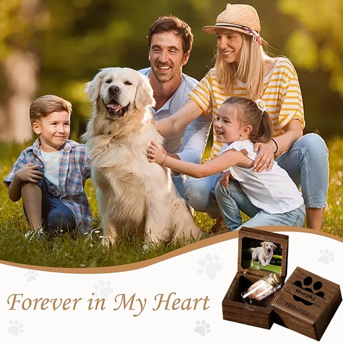 iDIY Personalized Dog Memorial Gifts for Loss of Dog - Pet Memorial Gifts for Dogs, Pet Hair Ashes Keepsake Box, Wooden Pet Fur Memorial Box, Pet Loss Sympathy Gift for Dogs Cats