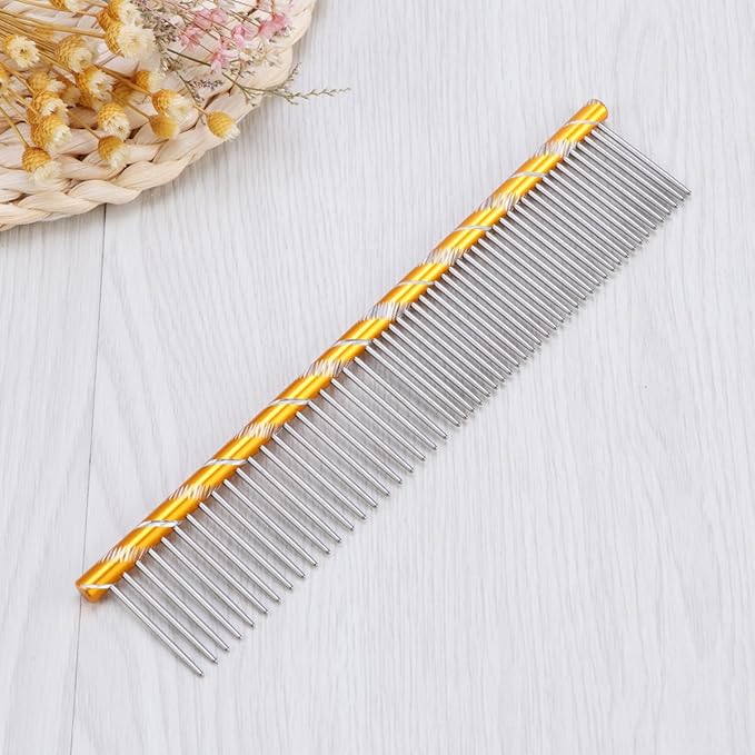 Combs for Grooming - Combs with Rounded Ends Stainless Steel Teeth Pet Comb Grooming Comb Cat Comb Metal Comb for Removing Tangles and Knots